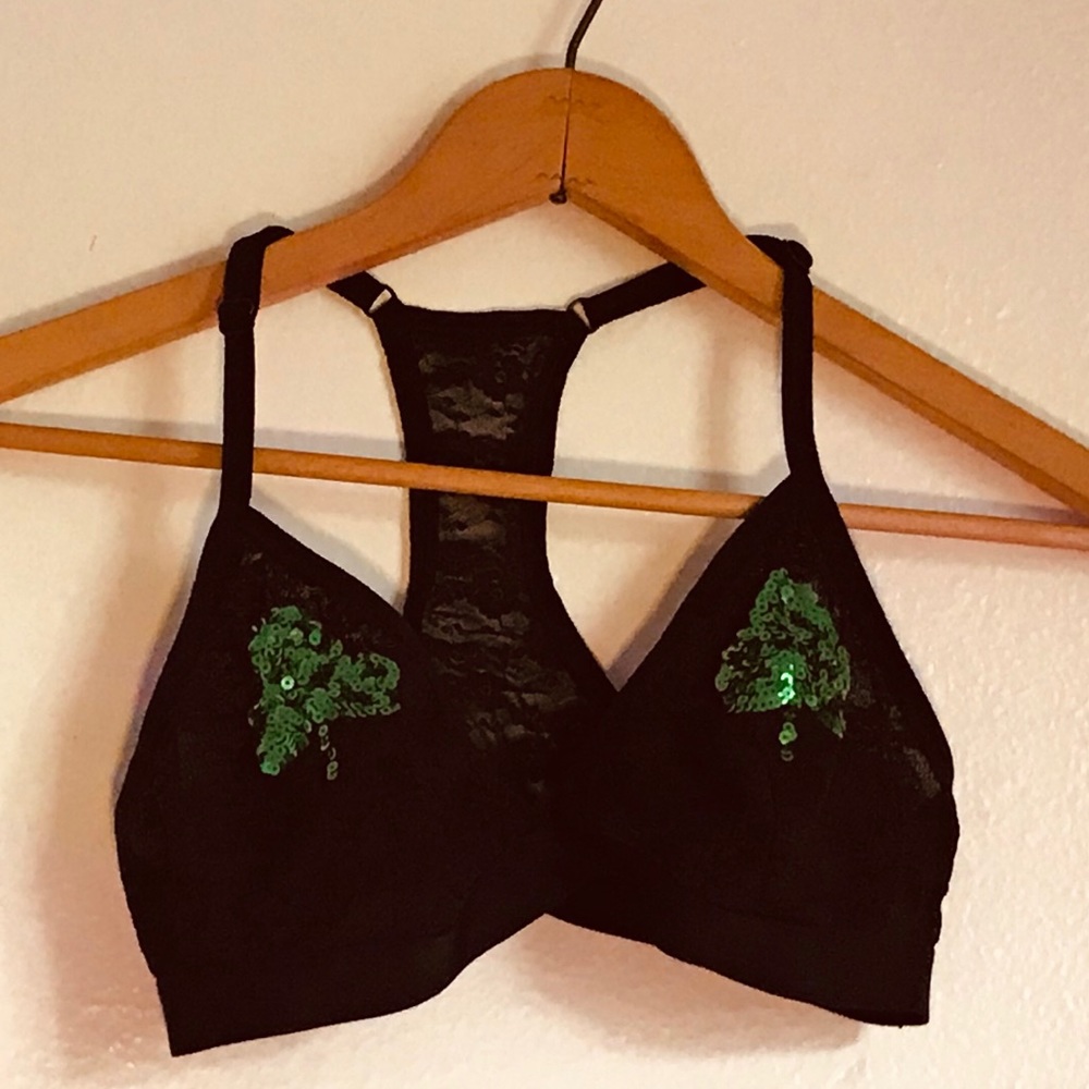 VS Pink 3 leaf clover sequin bralette